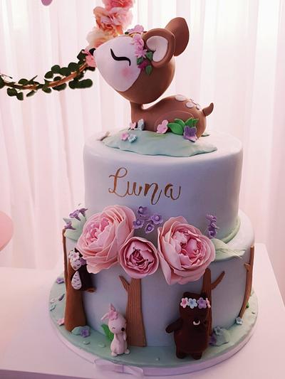 Woodland first  birthday cake - Cake by GingerCakeShop