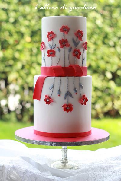 Red & White wedding - Cake by L'albero di zucchero