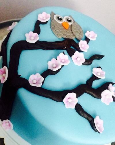 Little Owl Cherry Blossoms  - Cake by Infinity Sweets
