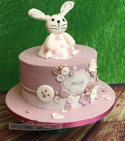 Aoife - Bunny and Buttons Christening Cake - Cake by Niamh Geraghty, Perfectionist Confectionist