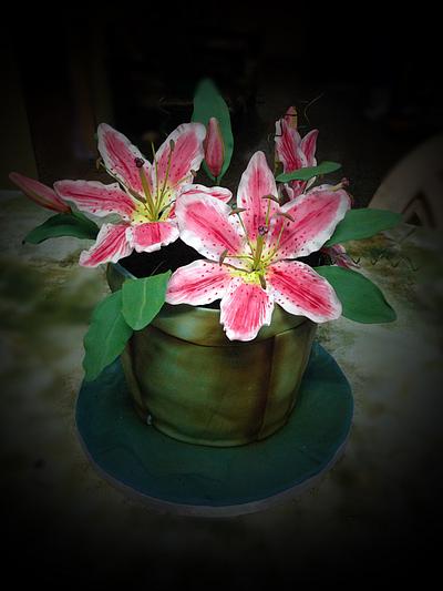 Stargazer lily pot cake - Cake by Susanna Sequeira