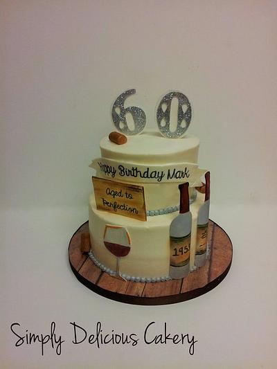 60th Wine Cake - Cake by Simply Delicious Cakery
