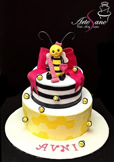 Bee theme first birthday cake - Cake by Suchita kunder