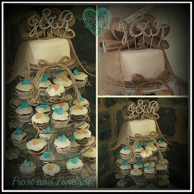 Rustic Burlap Wedding Cupcake Tower - Cake by Sharon Frost 