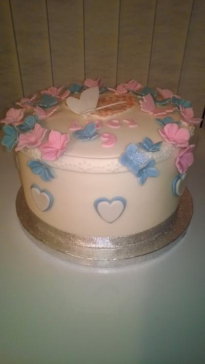 Hearts, flowers and butterflies - Cake by Combe Cakes