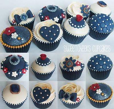 Vintage Navy Blue Wedding Cupcakes - Cake by Sweetcheeks Cupcakes