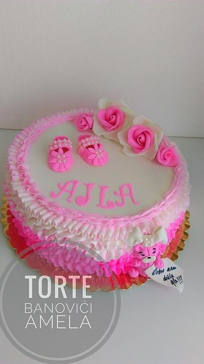 baby pink ruffle cake - Cake by Torte Amela