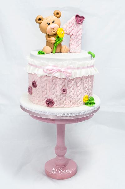 1st Bday Knitted Cake - Cake by Art Bakin’
