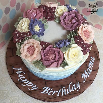 Buttercream Floral Wreath Cake - Cake by Cakes from D'Heart