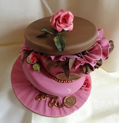 LV Topsy Turvy Hatbox Cake - Cake by Fifi's Cakes