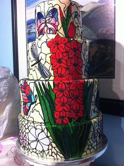 My first stained glass effect cake. - Cake by Tracy Farquhar 