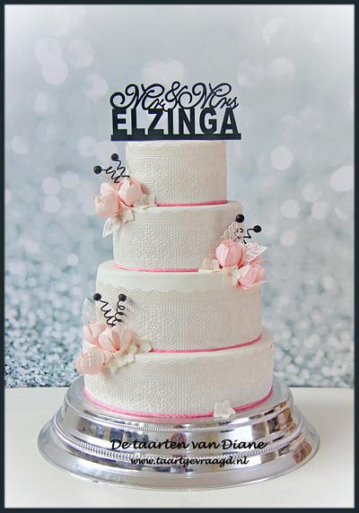 Wedding cake pink tulip - Cake by Diane75