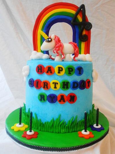 rainbow unicorn cake - Cake by heather369