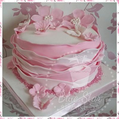 pink ruffle cake - Cake by Shelley BlueStarBakes