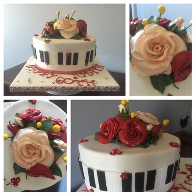 Piano and flowers  - Cake by The White house cakes 