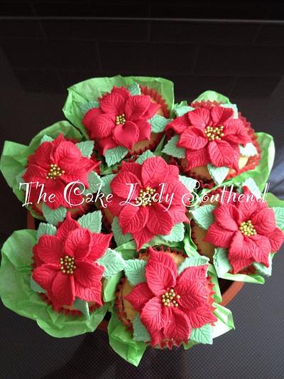 Poinsettia cupcake bouquet - Cake by Gwendoline Rose Bakes
