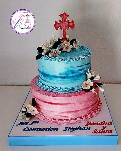TARTA COMUNION FLORECITAS BLANCAS - Cake by Camelia