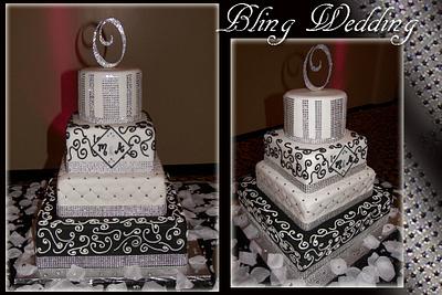 B/W Bling Wedding Cake - Cake by inspireddecorator23