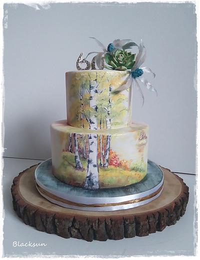Hand painted birch trees - Cake by Zuzana Kmecova