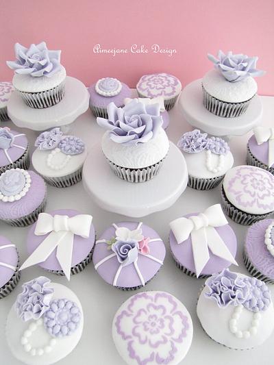 Lavender Vintage Wedding Cupcakes - Cake by aimeejane