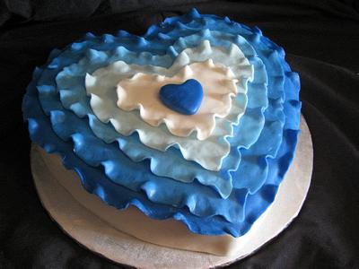 Blue Ruffle Heart cake - Cake by Stephanie Shaw