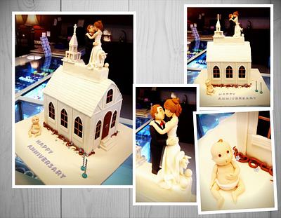 Anniversary Wedding Cake with Baby Boy. - Cake by three lights cakes