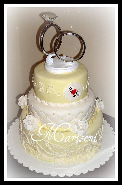 White & Yellow Wedding Cake - Cake by Slice of Sweet Art