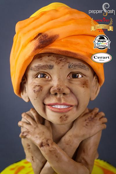 Bangladeshi Child - Magnificent Bangladesh - An International Cake Art Collaboration - Cake by Pepper Posh - Carla Rodrigues