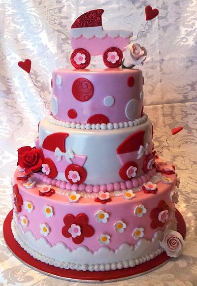 Baby Girl Carriage Baby Shower Cake - Cake by DolceSofia