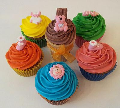Colourful Baby Shower Cupcakes - Cake by Sarah Poole