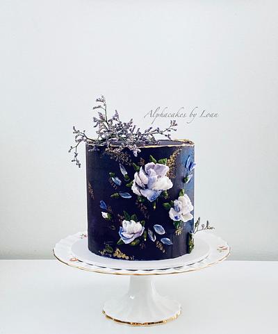 Buttercream flower painted cake. - Cake by AlphacakesbyLoan 