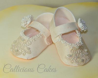 First girlie baby shoes  - Cake by Calli Creations
