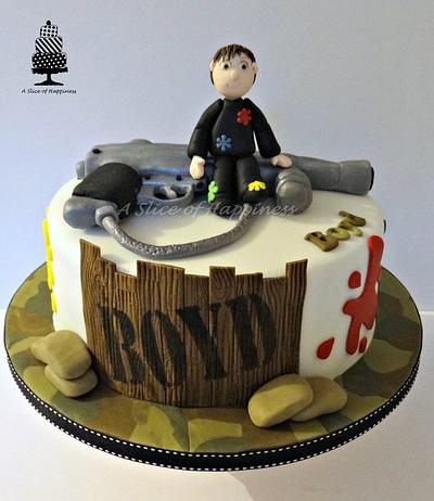 Paint Ball Cake & Cupcakes - Cake by Angela - A Slice of Happiness