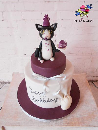 Kitty with a piece of cake - Cake by Petra Krátká (Petu Cakes)