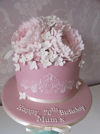 Pretty Pink Peony Cake....x. - Cake by Lulu Belles Cupcake Creations