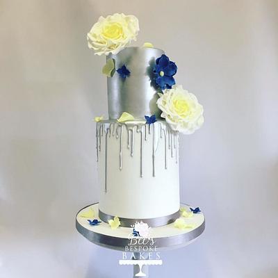 Silver Drips for Silver Anniversary - Cake by Sweet Alchemy Wedding Cakes