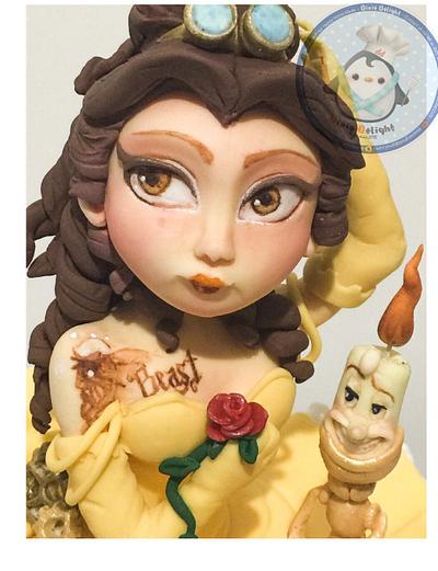 Steampunk Belle Princess and lumiere - Cake by DixieDelight by Lusie Lioe