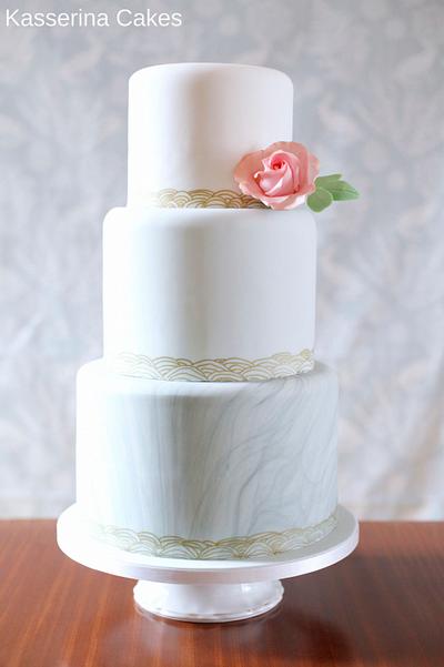 Ombre wedding cake with marbled bottom tier - Cake by Kasserina Cakes