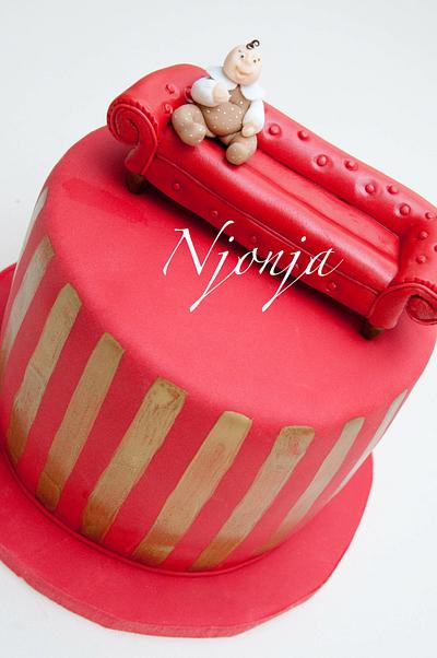 Red Christening Cake - Cake by Njonja