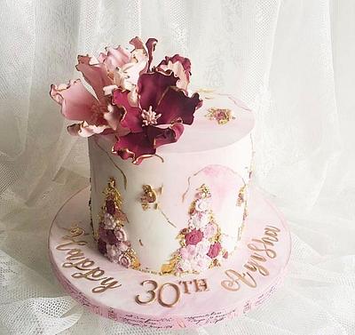 Dusky Pink Marbled Beauty - Cake by Shafaq's Bake House