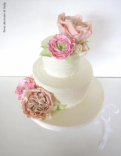 English Rose and Ranunculus - Cake by Torte decorate di Stefy by Stefania Sanna