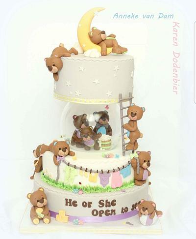 Fondant Cake Toppers Gender Reveal Collaboration - Cake by Anneke van Dam