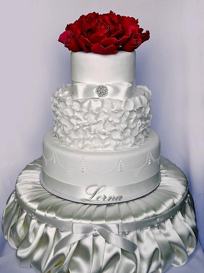 Sugar petals & red peony.. - Cake by Lorna