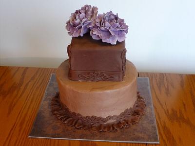 Peonies and chocolate chocolate - Cake by Marcia Hardaker