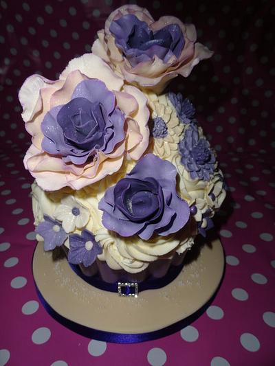 Purple/Ivory Giant Cupcake - Cake by rachelscreations13