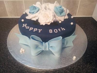 Blue and White 80th - Cake by Rachel White