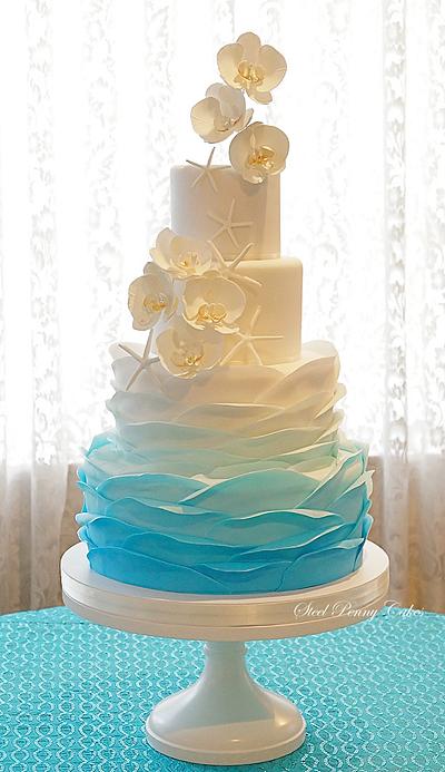 Ombre Ruffles and Orchids - Cake by Steel Penny Cakes, Elysia Smith