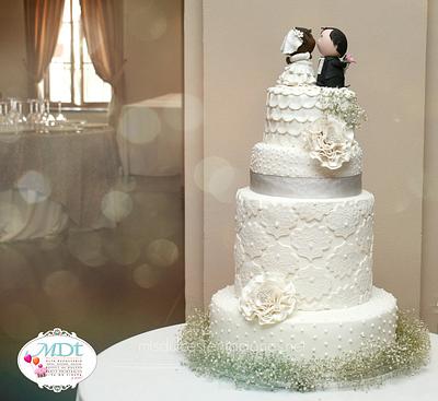 wedding cake with customized couple topper - Cake by Mis Dulces Tentaciones - Mariel