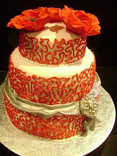 Anemone and corinelli wedding cake - Cake by Creative Cake Studio