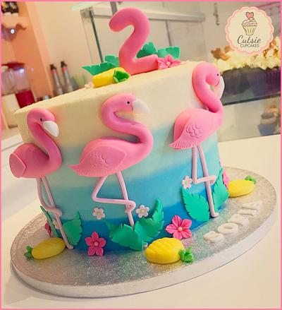 Flamingos & Pineapples   - Cake by Cutsie Cupcakes